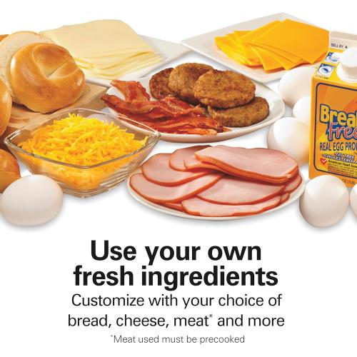 Hamilton Beach Dual Breakfast Sandwich Maker with Timer, Ready in 5 Minutes, Removable Dishwasher Safe PFAS-Free Non-Stick Egg Cooker Ring, Silver (25490MNA)