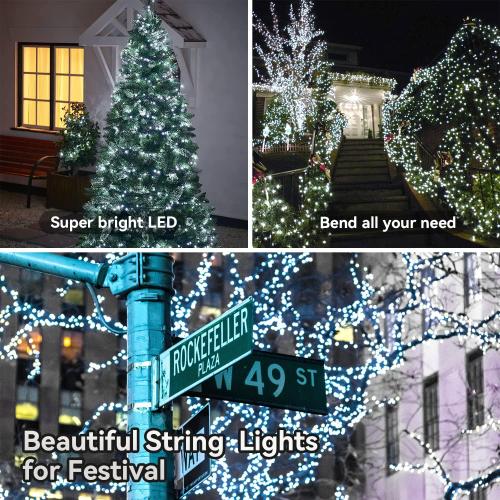 ITICdecor 33ft 100 LED Christmas String Lights, Waterproof Fairy Starry String Lights Battery Operated, 8 Modes Decorative Lights for Indoor Outdoor Xmas Tree Party Garden (White)