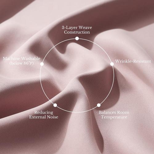 NICETOWN Blush Pink 100% Blackout Curtains for Nursery 52 x 84 2 Panels