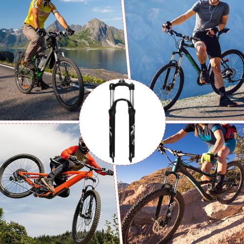 26/27.5/29 Inch MTB Suspension Fork, Travel 120mm, 28.6mm Straight Tube QR 9mm, 100mm Spacing Hub, Crown Lockout Aluminum Alloy Shock Absorber XC Mountain Bike Front Fork