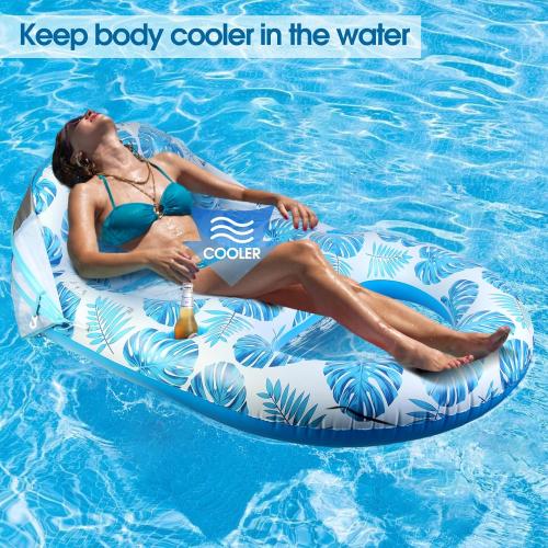 Pool Lounge Float with Canopy UPF50 ,Extra Large Pool Floats for Adults Heavy Duty,Inflatable Lounger Float with Cup Holder & Backrest,Footrest