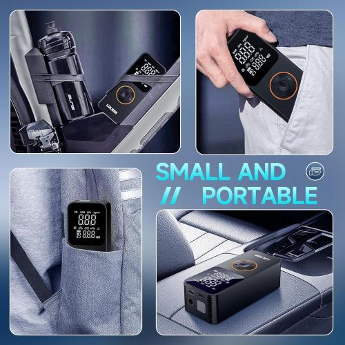 Tire Inflator Portable Air Compressor-Air Pump 20000mAh & 150PSI Cordless Electric for Car, Motorcycle, Bike, Ball, with Tire Gauge Pressure, Dual-Use Type (Black)