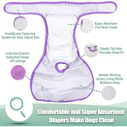 wegreeco Washable Reusable Premium Female Dog Diapers, Medium Large Small Dog Doggie Puppy & Doggy Diapers Female,Period Panties in Heat (Pack of 3, SMALL)