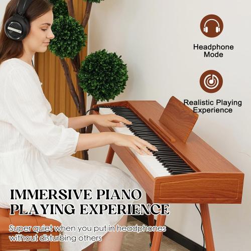digital Piano 88 Key Semi Weighted Keyboard,Full-size Electric Piano for Beginners,with Sheet Music Stand,Pedal,Power Adapter,Headphone Mode,USB-MIDI (KU-3506 Digital Piano with Stand)