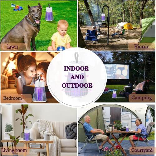 YOOYHHOME Mosquito Zapper, Rechargeable Bug Zapper with Safety Grid for Home and Camping, USB Charging Cordless Design, Purple Light Insect Killer for Indoor Outdoor Patio