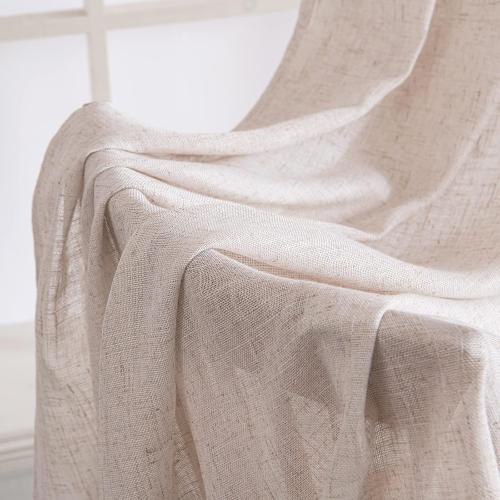 MIULEE Natural White Linen Curtains 80 Inch Length 2 Panels for Bedroom Living Room, Soft Thick Linen Textured Window Drapes Semi Sheer Light Filtering Back Tab Rod Pocket Burlap Look Decor