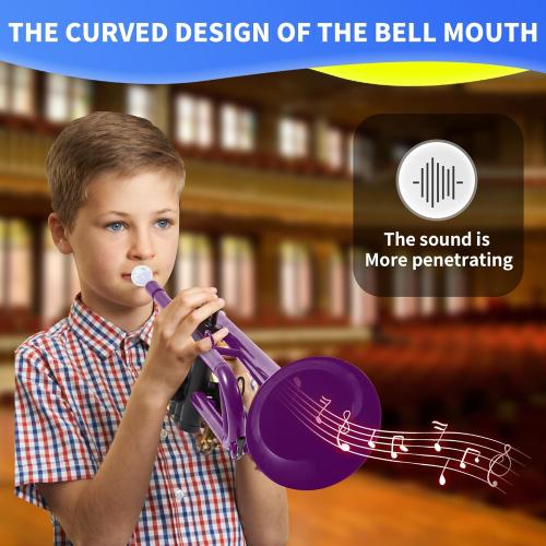Professional Plastic Bb Trumpet Student Trumpet Set for Student Beginner With 7C Mouthpiece and 3C Mouthpiece Bb Trumpet Instrument Purple, PM160