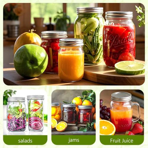 Canning Lids and Rings Regular Mouth, 24Pcs Split Type Metal Mason Jar Lids with Bands for Regular Mouth Ball, Kerr Jars - Food Grade with Silicone Airtight Seal Premium Small Canning Lids