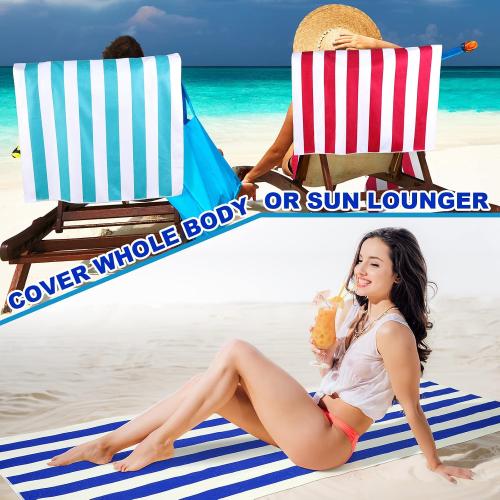 Redbaker 16 Packs 59 x 28 inches Oversized Stripes Beach Towel Bulk