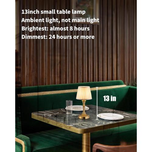 KDG Cordless Portables Table Lamp Set of 2, LED Fabric Shade Small Desk Lamps, 5000mAh Battery Powered Lighting, 2700K Stepless Dimmable Light for Living Room, Dining Room, Bedroom, Bedside (Gold)
