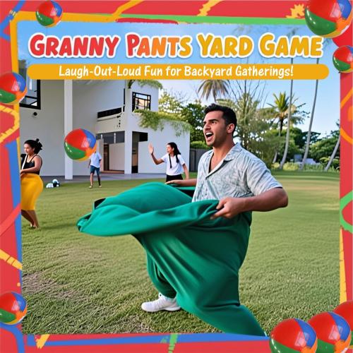 Granny Pants Yard Game Easter Games Set,Granny Pants Outdoor Game - Oversized Giant Pants with Bouncy Balls & Pump,Backyard Parties,Field Day Fun for Adults