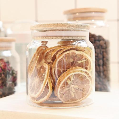 17.6 fl oz Glass Storage Containers with Lids,Candy Jar with Lid, Glass Food Storage Containers for Kitchen Counter, Pantry, Decorative Jar for Coffee, Sugar,Tea, Cute Jar (Bamboo 17.6 FL OZ)