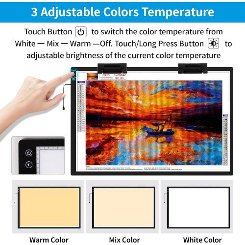 Rechargeable A1 Light Pad 35.4”x23.6”, Extra Large LED Light Board for Diamond Painting, 3-Color Modes Light Box, Diamond Art Light Table, Lightbox for Tracing and Drawing, Sketching, Artists