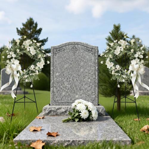 2Pcs 36In Christmas Wreath Stand Christmas Wreath Holder for Cemetery Gravestone Wreath Stands Large Wire Easel Flower Holders for Grave Holiday Outdoor