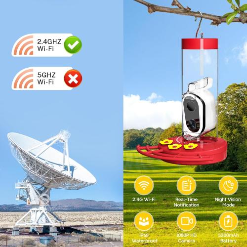 TT Nature Hummingbird Feeder with Camera Solar Powered, AI Identify Cloud Storage Instant Notification, CCPA Data Protection, Outdoor Hanging, Idea Gift for Family Friends (20 Ounces)