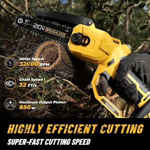 Size 14.2Ft Color yellow 2-in-1 Cordless 6 Inch Pole Saw & Mini Chainsaw, 20V MAX* 3.0 Ah Battery Powered Chain Saw, Brushless Motor, Lightweight (7.1 lbs), 14.2 FT Max Reach Pole Saw for Tree Trimming, Wood Cutting