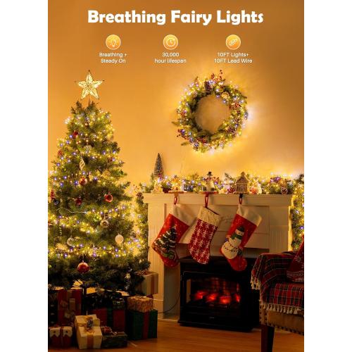 Fairy Lights Plug in, 10FT 200LEDs Twinkle String Lights, Ramadan Decorations Indoor Outdoor for Home Garden Stairs Table Tree, Waterproof, DIY Wreath, Christmas Decor