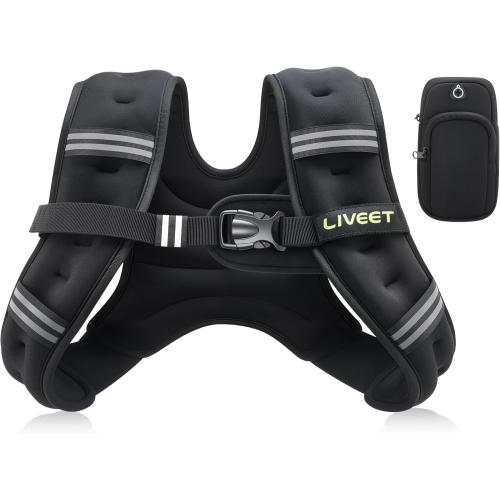 Weighted Vest Women with Pocket, SGS Certified Weighted Vest for Men, 5 10 15 20 25 30 lb Weight Vest with Reflective Strips Adjustable Buckle Straps for Walking Running Strength Training Cardio Workout