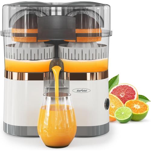 Sunvivi Dual Head Electric Citrus Juicer, Plug-in Model Juicer Machine with Power Cord & Cleaning Brush, Portable Lemon Squeezer for Fresh Orange, Lemon, Lime, Kiwi, Grapefruit, Easy to Clean & Use