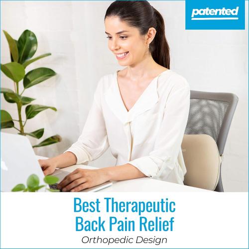 RELAX SUPPORT RS1 Lumbar Support Pillow - Office Chair Back Support - Chair Cushion for Back Pain Uses ArcContour Special Patented Technology Has Unique Lateral Convex Shape for a Pain Free Back…