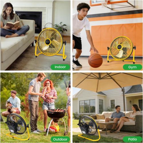 blessny 14'' Portable Rechargeable Floor Fan for Home Patio Camping | Max 60 Hours Long Running Time for Gym RV Greenhouse Cooling or Air Circulation