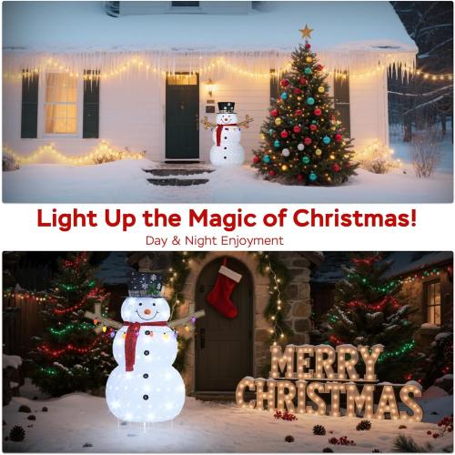 5ft Lighted Pop-up Snowman Outdoor Christmas Lawn Decor, 60 Large 3D Snowman Holiday Decoration with White 200 LEDs for Lawn, Yard, Garden