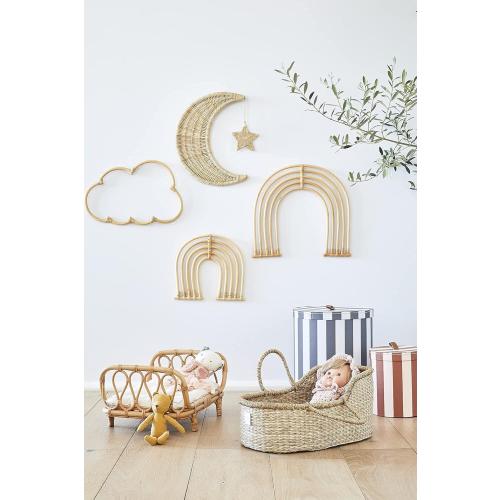 BEBE BASK Rattan Rainbow Nursery Decor Set of 2 - Handmade - Rainbow Decor for Girls Room - Wall Decorations
