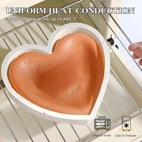 3 Pcs Silicone Heart Shaped Cake Pans 10 Inch 8 Inch 6 Inch Mini Small Large Heart Cake Pan Set Nonstick Silicone Heart Molds for Baking (Cream)