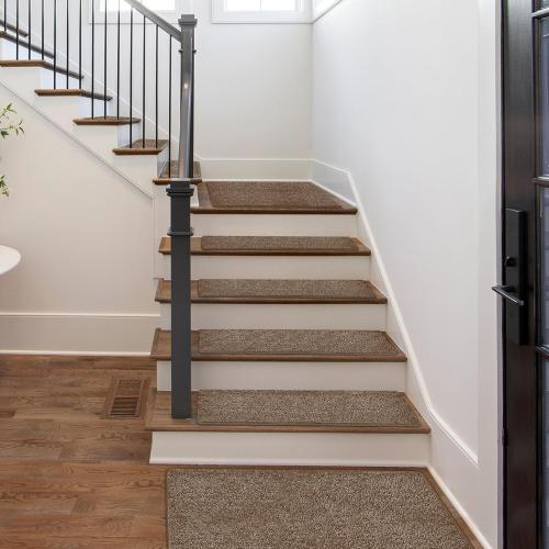 PURE ERA Carpet Stair Treads Tape Free Non Slip Indoor Stair Carpet Stair Protectors Pet-Friendly Non-Slip Skid Resistant Washable Reusable 8 x 30(14 Pieces,Camel Brown)