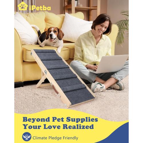 Small Dog Ramp for Bed Couch Car Folding Portable Pet Ramp for Cats Adjustable Height 21, Up to 35 lbs