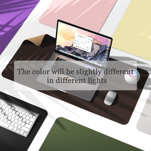 YSAGi Non-Slip Leather Desk Pad, Waterproof Laptop Computer Desk Keyboard Mat, Table Protector Blotter Mat, Large Mouse Pad for Office/Work/Home/Decor(Dark Brown, 23.6 x 13.7)