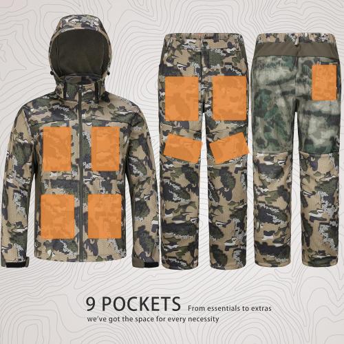 UIIHUNT Small Hunting Clothes for Men with Fleece Lining: Safety Strap Compatible Water Resistant Silent Hunting Jacket and Pants