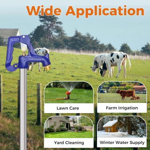 Frost Proof Yard Hydrant,4.25ft Frost Free Outdoor Faucet,Freeze Proof Outdoor Faucet 3/4 Pipe Connection,Frost Free Hydrant for Yard Garden Farm Pasture Irrigation,24 Bury Depth No Lead Hydrant
