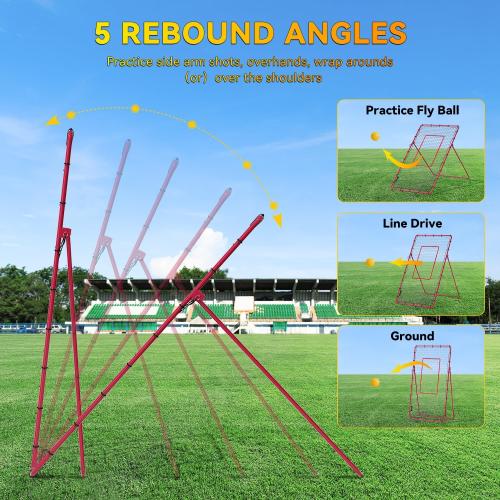 Adjustable Volleyball Rebounder Net, Volleyball Training Equipment Bounce Back Net with5 Rebound Angles Neon Target and Bungee Cords for Pitching, Throwing and Catching