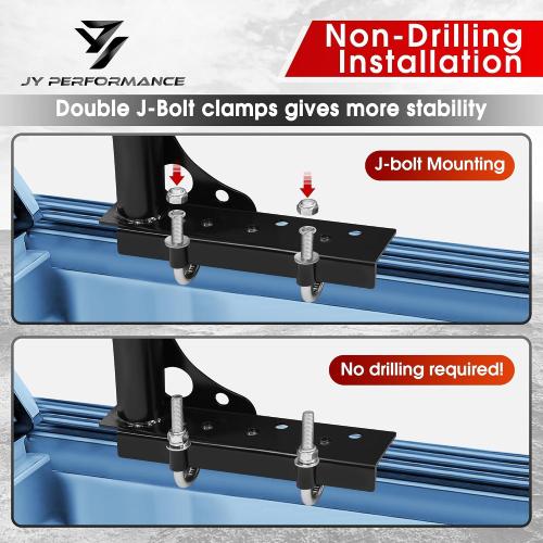 JY PERFORMANCE Truck Ladder Racks 800Ibs Capacity Extendable Pick-up Truck Bed Ladder Rack, Universal Heavy Duty (NO Drilling)