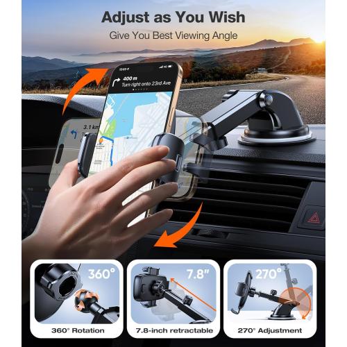 TORRAS Ultra-Durable Phone Holders for Your Car【96 LBS Strongest Suction】 Car Phone Holder Mount, Safety Certs Cell Phone Car Mount Truck for Dashboard Windshield Vent for iPhone 17 16 15 14 Pro Max