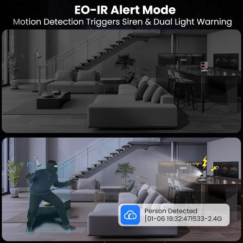 Indoor Camera, 2K Cameras for Home Security with Color Night Vision & Siren, 2-Way Audio for Pet/Dog/Baby/Nanny, 2.4GHz WiFi Camera, Cloud & SD Card Storage, Works w/Alexa, Magnetic Base