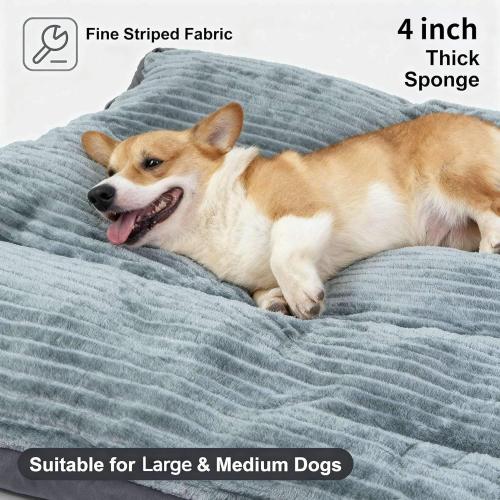 XL Dog Bed for Large/Big Sized Dogs -Dog Crate Pad Removable Washable Cover, Non-Slip Bottom, Pet Mat Comfort Cushion for Joint Relief, Deep Sleep & Home Decor