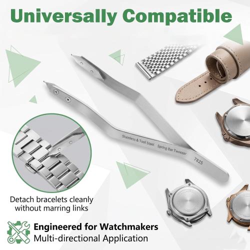 7825 Spring Bar Tweezers: Watch Spring Bar Tool with Replacement Tips