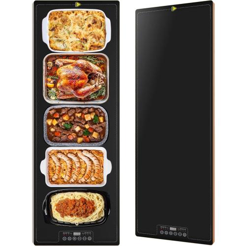 Food Warming Tray for Parties Buffet, 40x14 Extra Large Long Glass Top Electric Warmer Mat with 9 Temp Settings and Timer, Buffet Servers and Warmers, Food Heater Hot Plate for Catering Gathering