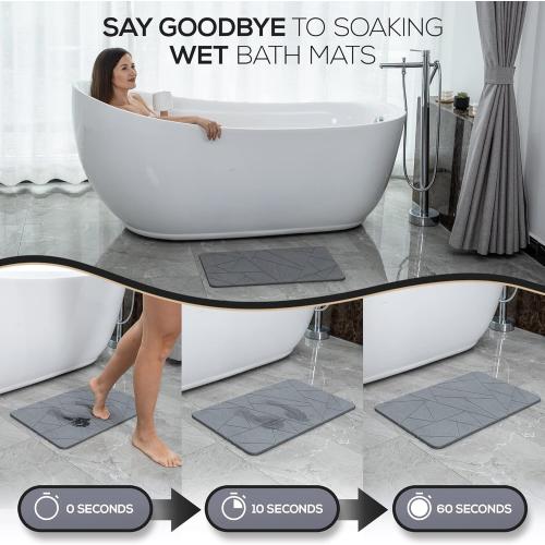 della Premium Stone Bath Mat - Luxurious Quick Drying Diatomite Bathstone for Bathroom Floor - Modern Super Absorbent Diatomaceous Earth Shower Mat, Water Absorbent Bathmat (Triangle)