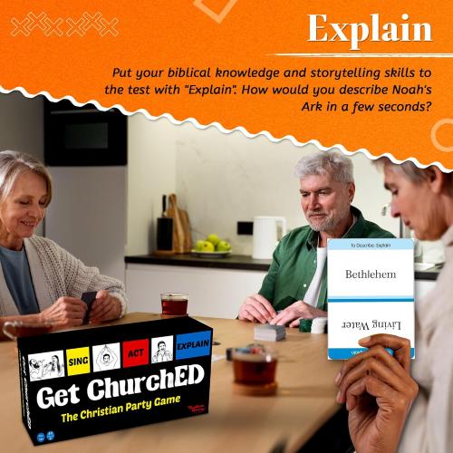 Kulture Games Get ChurchED | The Christian Party Game| Christian Gifts & Cards | Bible Trivia Game | Charades Games | Family & Youth Groups | Bible Quiz (Sing, Act/Charades, Explain)