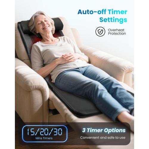 COMFIER Shiatsu Full Body Massage Mat with Heat, Back Massage Pad for Pain Relief Deep Tissue Kneading & Vibration Heating Chair Massager for Recliner, Sofa, Bed