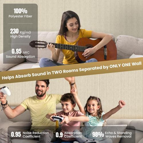 10 Pack Large Acoustic Panels,48 x 24 x 0.4 Inch Sound Proof Foam Panels for Walls，Premium Noise Dampening Panels,Sound Panels for Media Room, Office and Studio,Camel