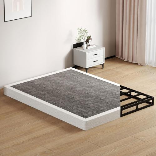 King Size Box Springs - 5 Inch Low Profile Mattress Foundation No Noise Heavy Duty Metal Basics Bed Base with Clean Fabric Cover, Easy Assembly