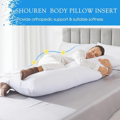 SHOUREN Cotton Body Pillow Insert - Soft Long Bed Pillow for Adults - 20 x 54 inch-White & Ultra Soft Microfiber Pillowcases, Breathable Long Pillow Case, Envelope Closure - Purple (20x54 inch)