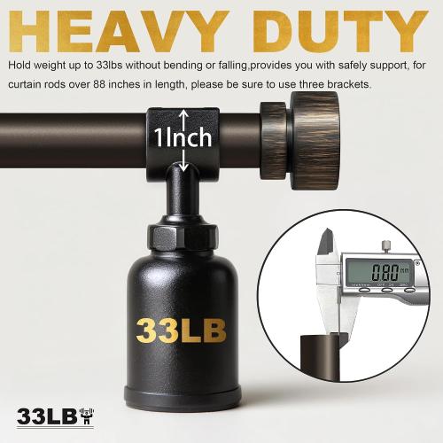 Lootkell Modern Antique Brown Bronze Curtain Rods for Windows 66 to 120 Inches Adjustable Heavy Duty 1 Diameter Window Rod with Decorative Finials for Outdoor Farmhouse Bedroom Kitchen Living Room
