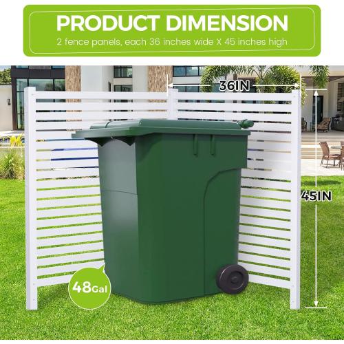 Modern White Vinyl Pool Equipment Enclosure Fence 36 W X 45 H 2 Panels with Metal Stake
