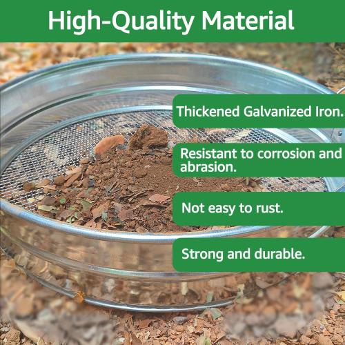 19'' Extra Large Soil Sifter with Handles, Compost Sifter for Gardening, Dirt Sifter,Rock Sifter,Garden Sieve for Compost Dirt Rocks Pellet Gravel Sand Leaves,Garden Tool 19 x19x4.3 with 1/4 Mesh
