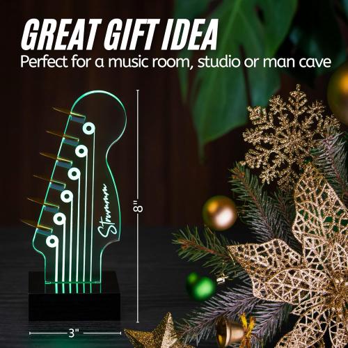 Light Up Guitar Pick Holder – 7-Color Changing LED Pick Storage Display & Night Light – USB Powered Novelty Room Decor, Holds 6 Picks – Cool Guitar Gift for Men, Musicians & Guitarists